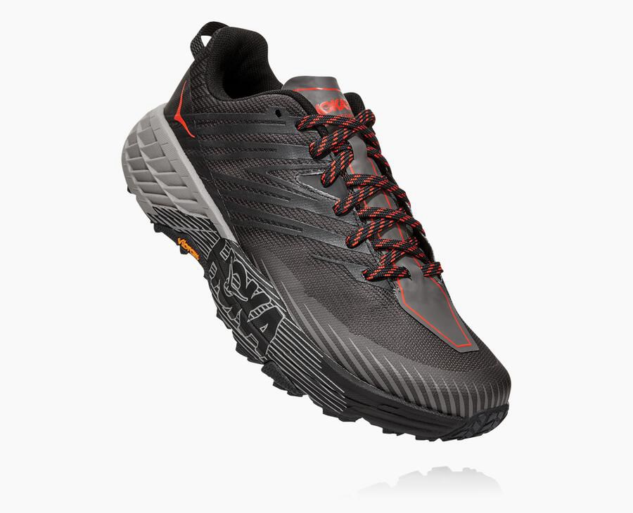 Hoka One One Speedgoat 4 - Men Trail Shoes - Black,Australia BJZ-159370